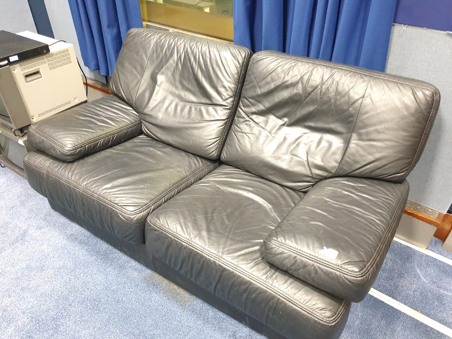 Black leather effect 2 seater sofa