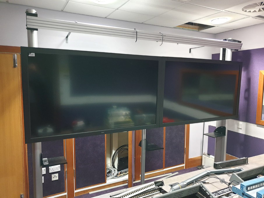 2x NEC Multi Sync V652 LCD monitors, 65" on modula...