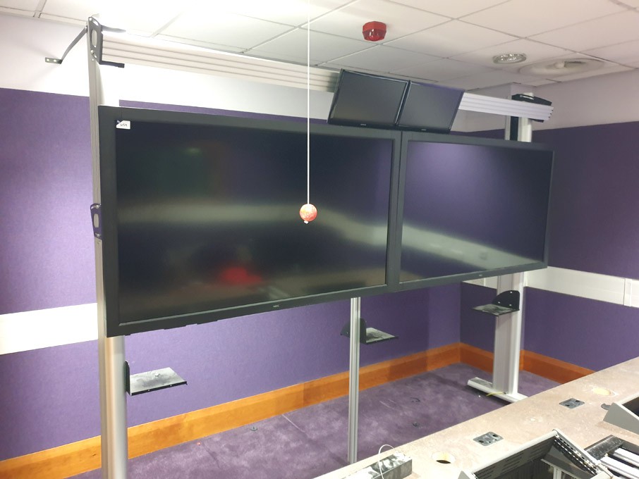2x NEC multi sync V652 LCD monitors, 65" on modula...