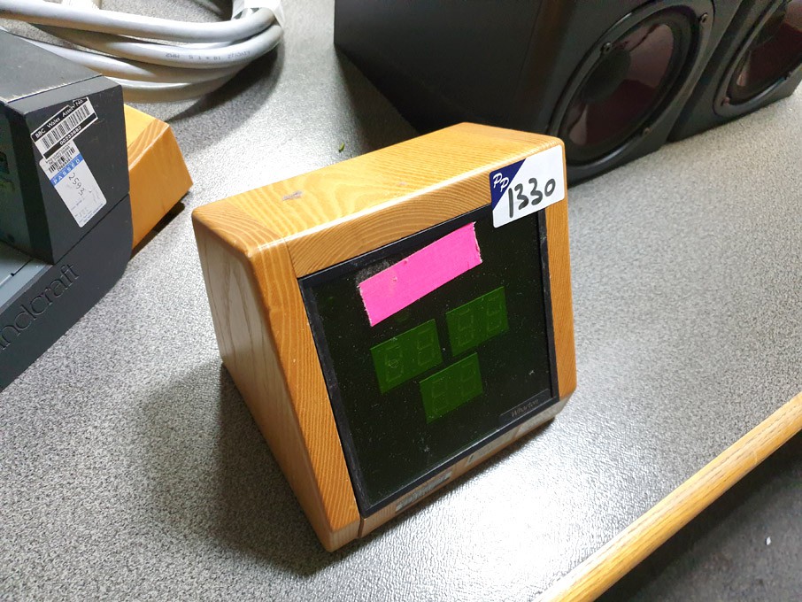 Wharton digital studio clock in wooden surround