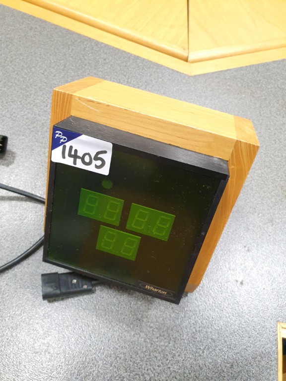 Wharton digital studio clock in wooden surround