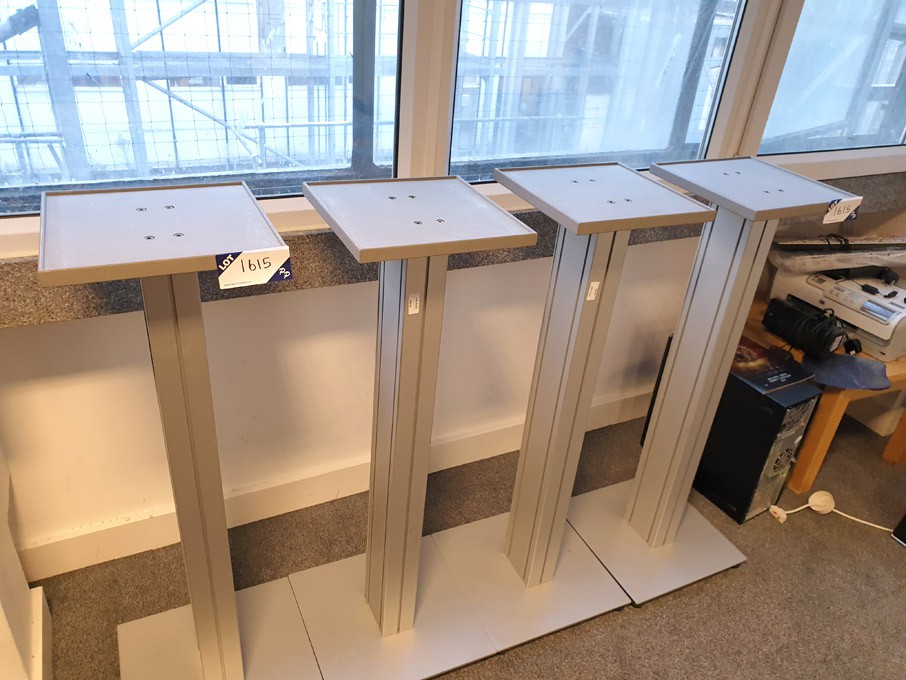 4x silver floor mounted speaker stands