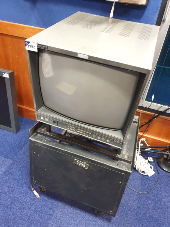 Ikegami TM-20-2RP CRT studio monitor on metal mobi...