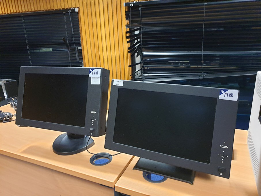 2x Vutrix 15" studio monitors on stands, SDi input