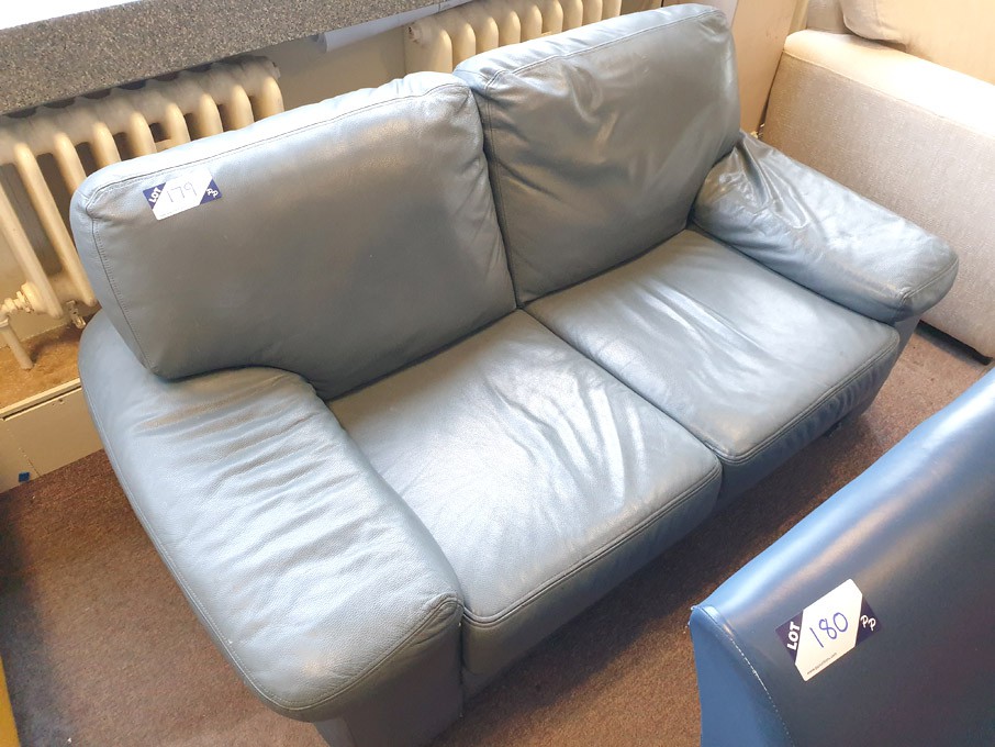 Grey leather effect sofa, 1800x900mm