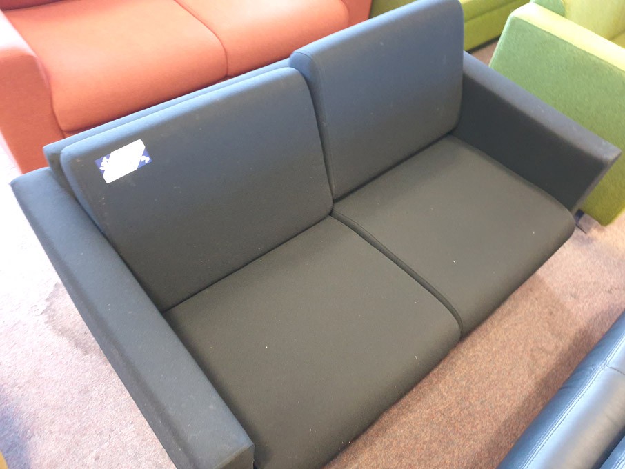 Black fabric upholstered 2 seater sofa, 1400x800mm