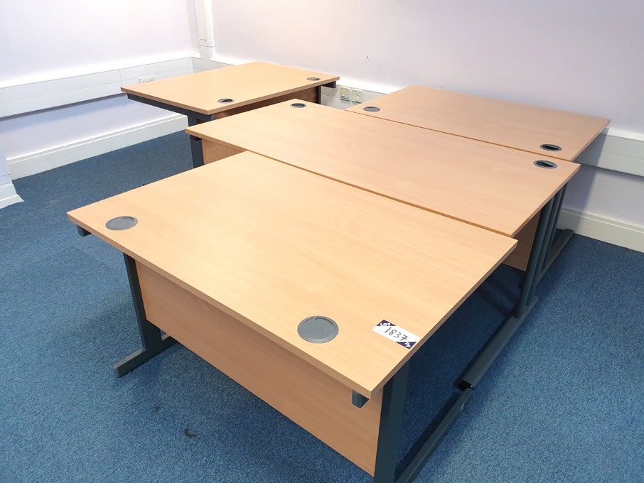 3x beech 1200x800mm office desks, beech 1600x800mm...