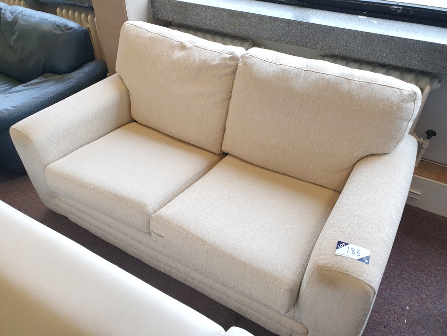 Cream fabric upholstered 2 seater sofa, 1700x900mm