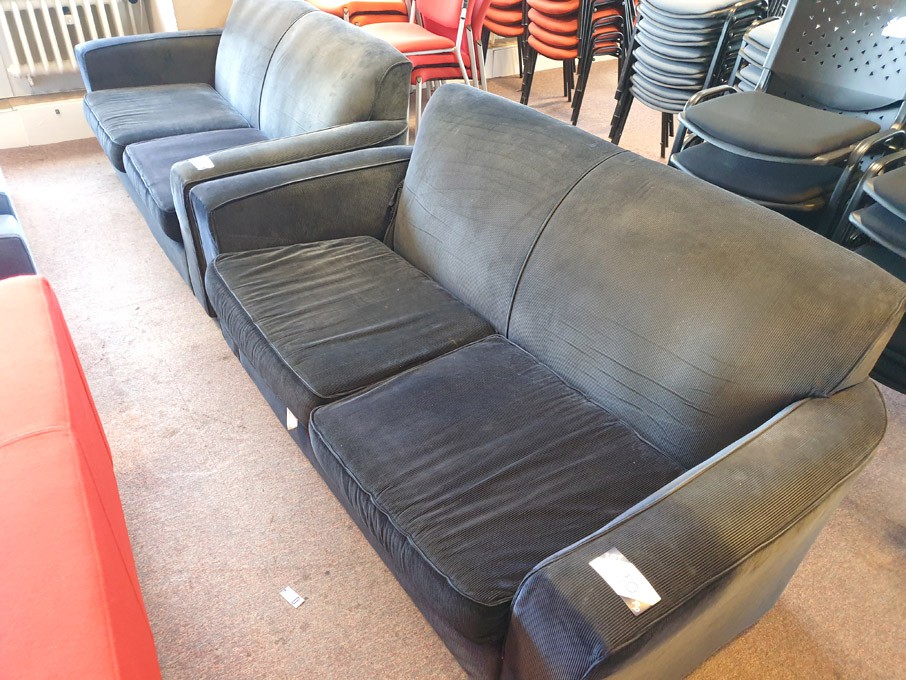 2x navy blue cord effect 2 seater sofas, 1800x1000...
