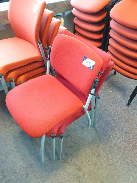 3x Able red stackable office chairs