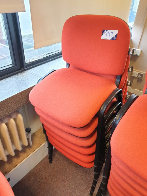 6x BOF orange stackable office chairs