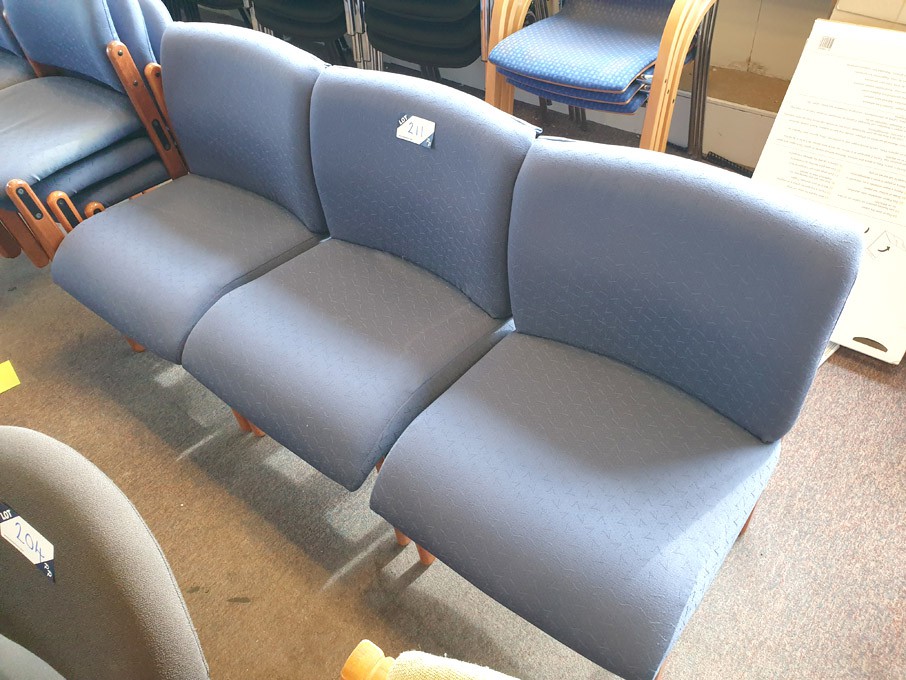 3x Antocks blue upholstered wooden frame meeting c...