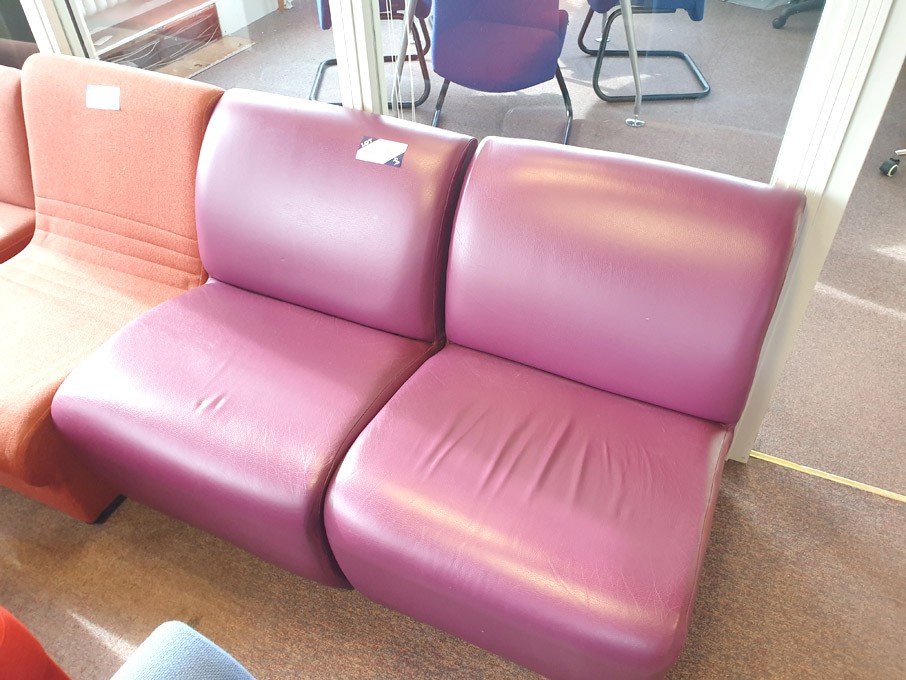 2x purple leather effect reception seats