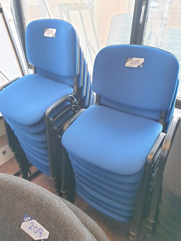 17x blue upholstered stackable office chairs