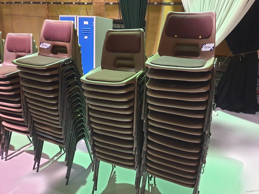 40x brown metal frame plastic stackable chairs