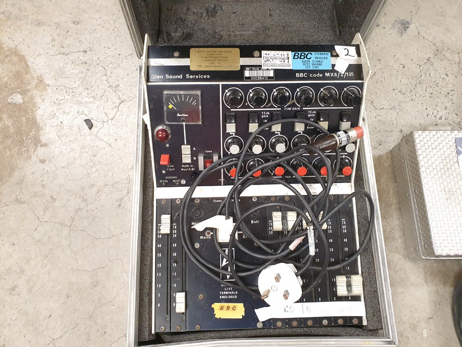 Glensound MX6/2/135 fader panel in case