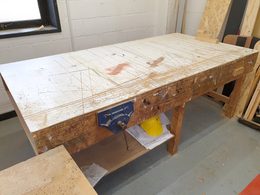96x48" approx wooden work bench with wood work vic...