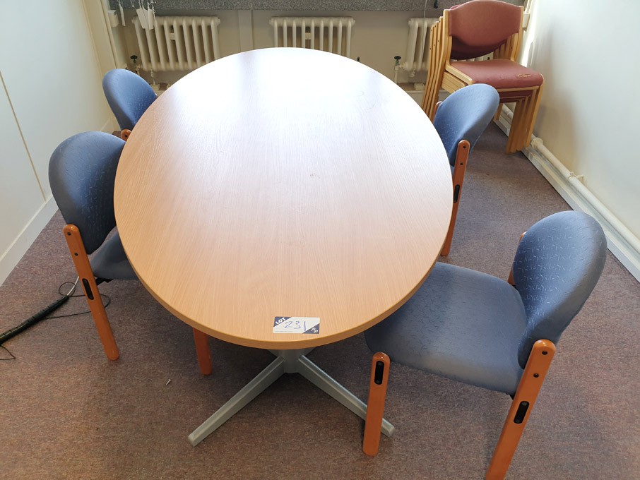 Light oak 2400x1200mm oval meeting table with 4x b...