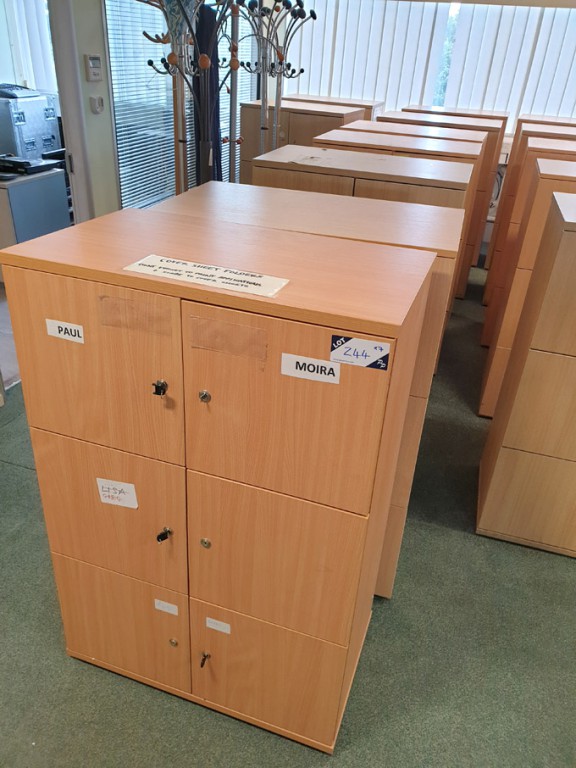 7x beech effect wooden 6 compartment storage cabin...