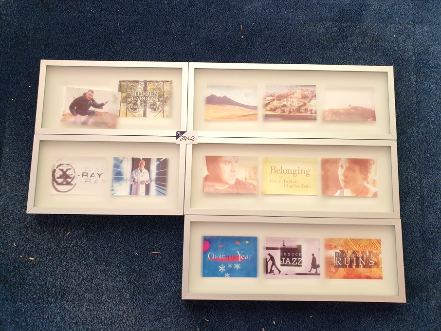 5x various colour prints in silver frames