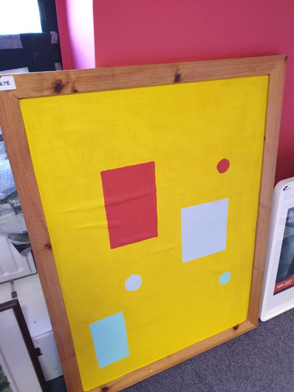 Colour painting on hardboard in frame, 1230x920mm...