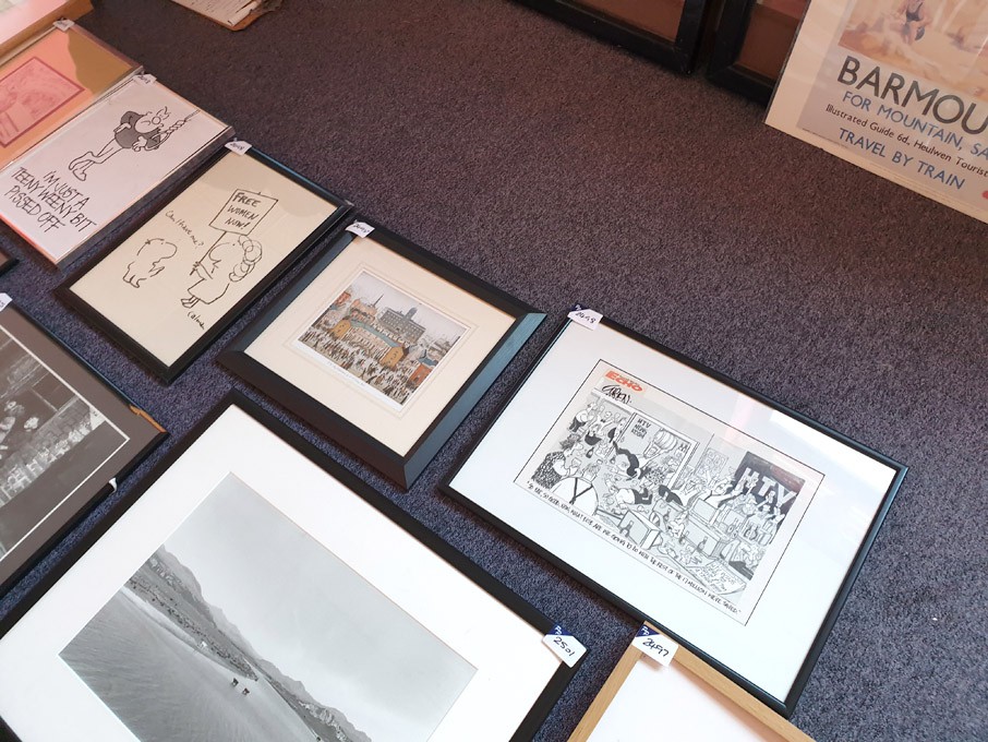 5x various cartoon style framed prints