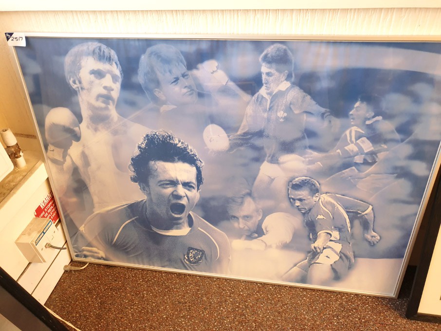 Various Welsh Sportsmen colour print in frame, 100...