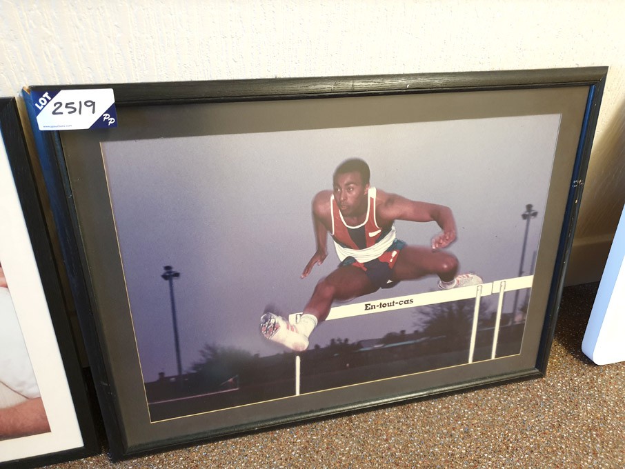 'Colin Jackson Hurdling' framed colour print, 900x...
