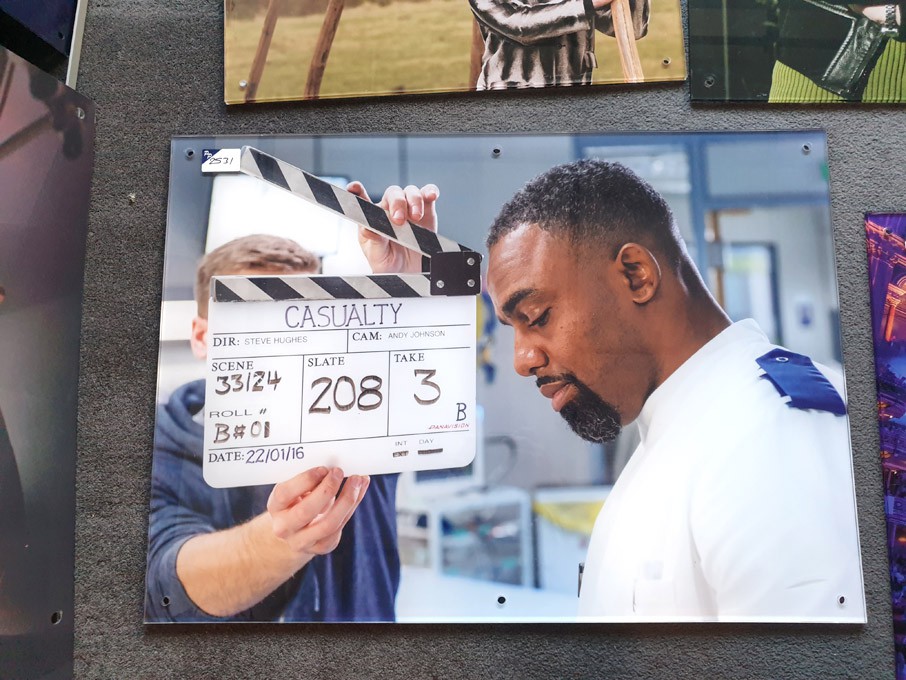 'Casualty scene' colour photograph, perspex front,...