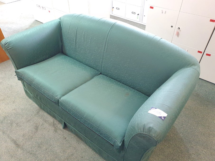 Green fabric upholstered 2 seater sofa, 1700x900mm