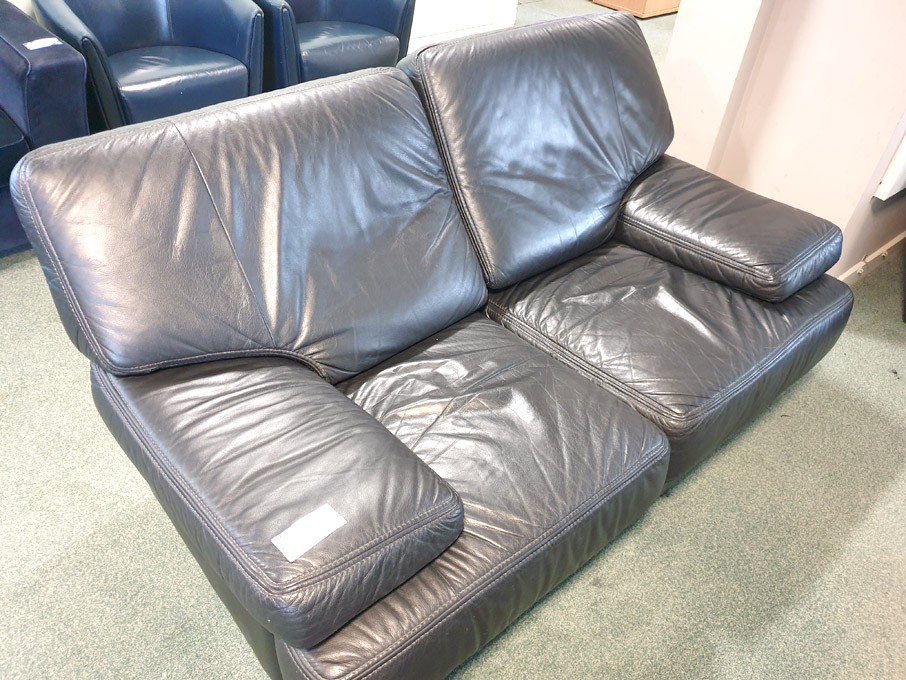 Black leather effect 2 seater sofa, 1700x1000mm