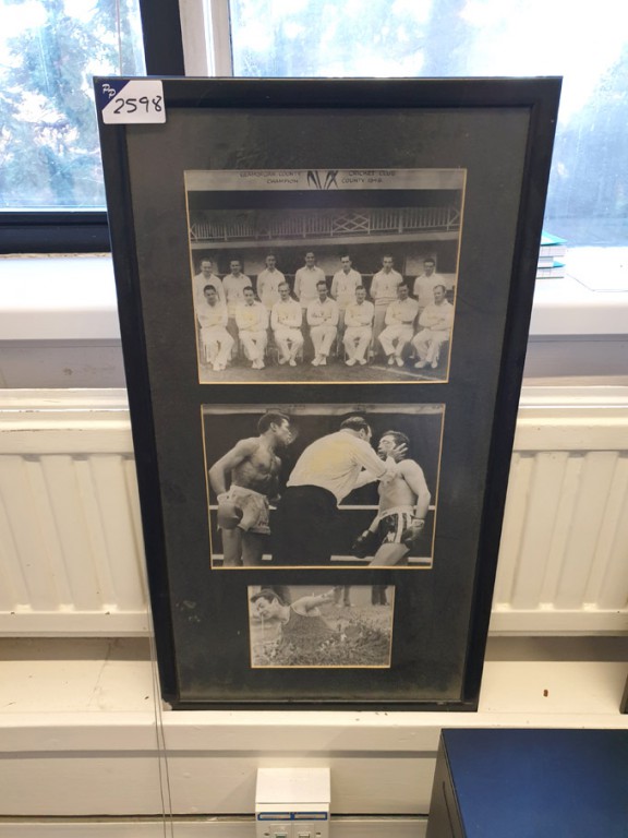 3x Sportsmen black & white framed photographs, 650...