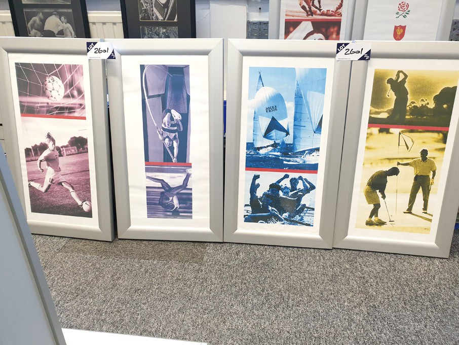 4x various sporting colour framed prints