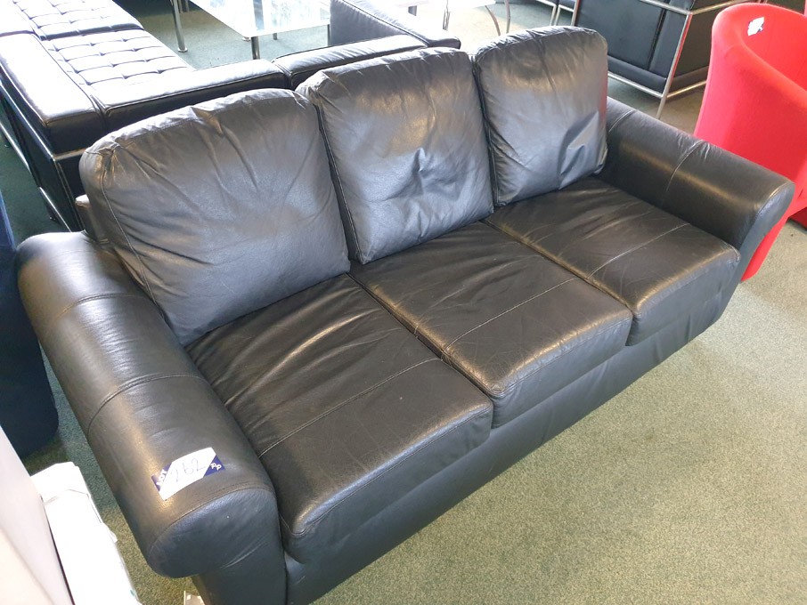 Black leather effect 3 seater sofa, 1900x900mm