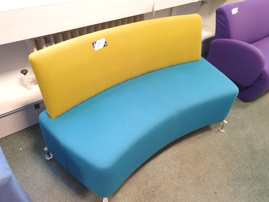 Lime green fabric upholstered curved reception sof...