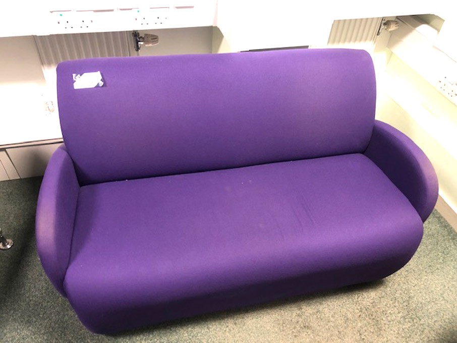 Purple fabric upholstered 2 seater reception sofa,...