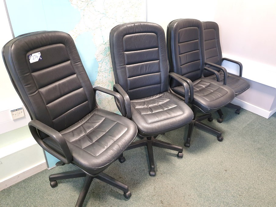 4x black leather effect swivel office chairs