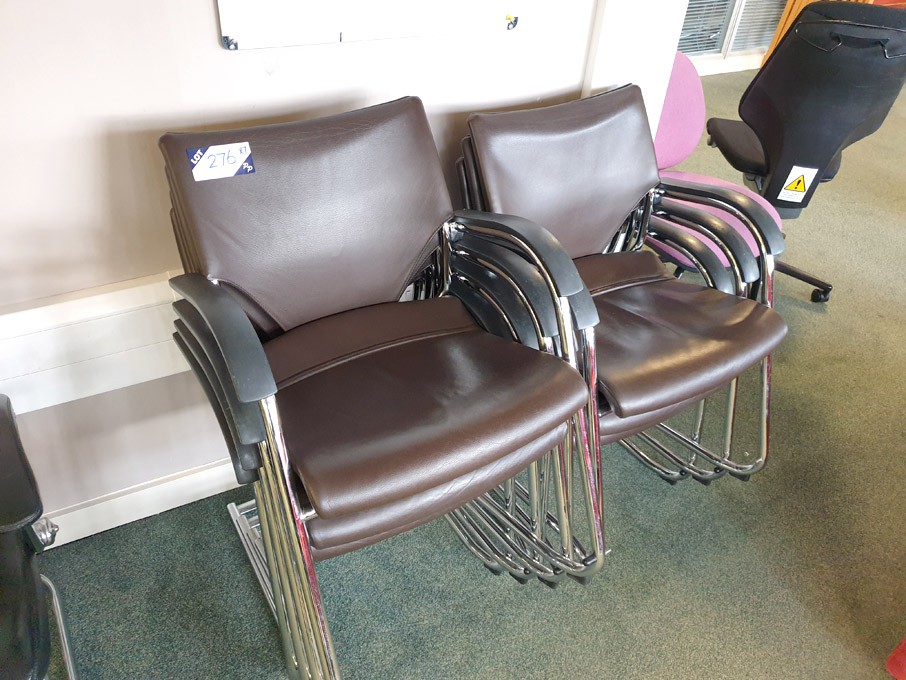 7x brown leather effect chrome leg stackable meeti...