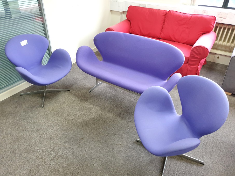Retro purple upholstered 2 seater curved reception...