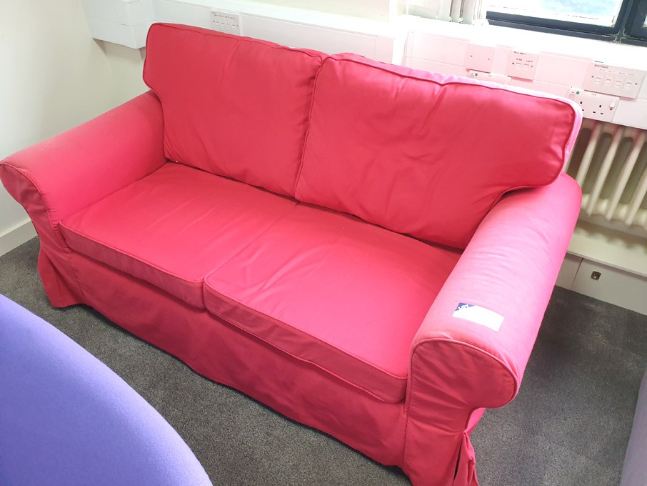 Red upholstered 2 seater sofa, 1700x800mm