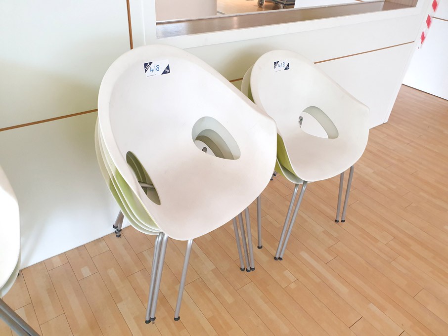 6x Connection white / lime stackable chairs