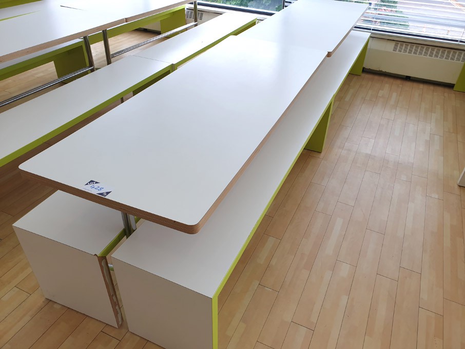 2x white 1800x700mm canteen tables with 4x lime /...