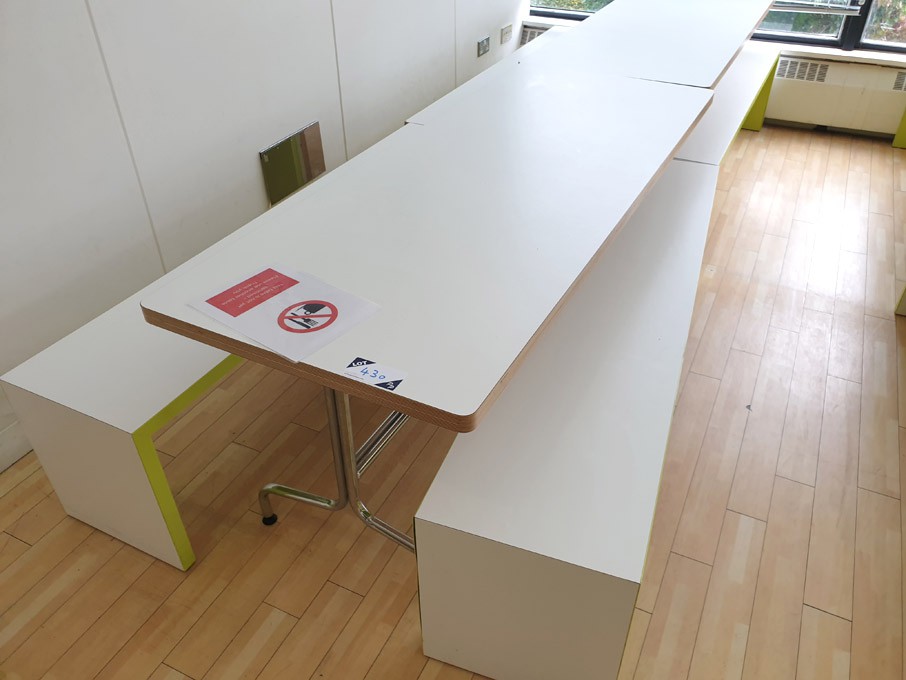 2x white 1800x700mm canteen tables with 4x lime /...