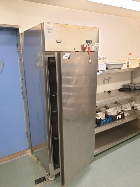 Electrolux stainless steel upright mobile fridge
