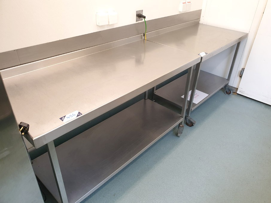 3x stainless steel mobile preparation tables, 1500...