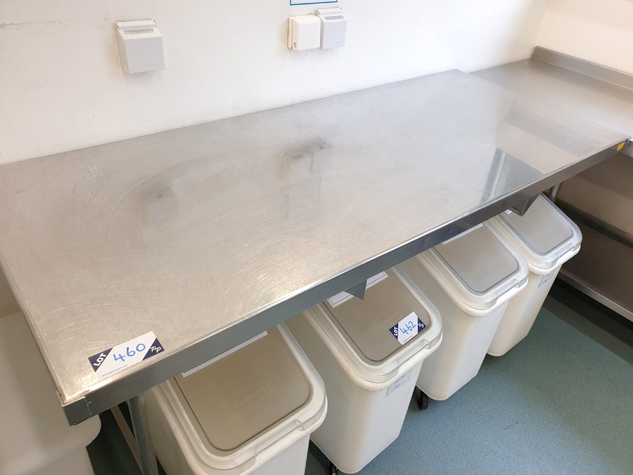 2x mobile stainless steel preparation tables, 1800...