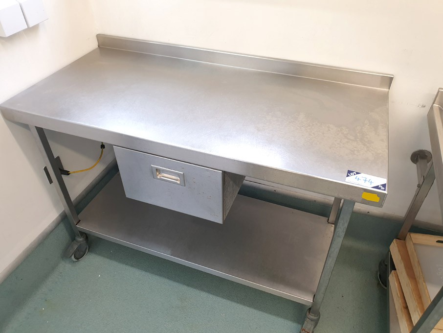 2x mobile stainless steel preparation tables, 1300...