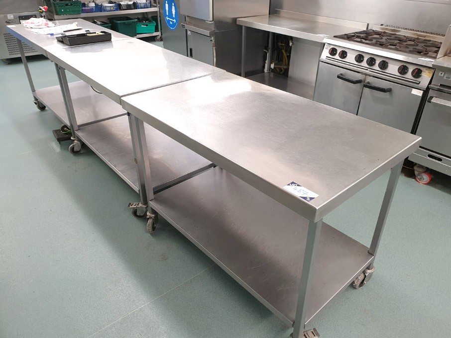 3x mobile stainless steel preparation tables, 1200...