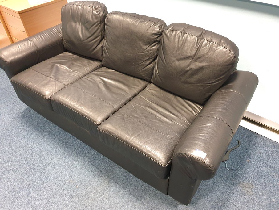 Black leather effect 3 seater sofa, 2000x900mm