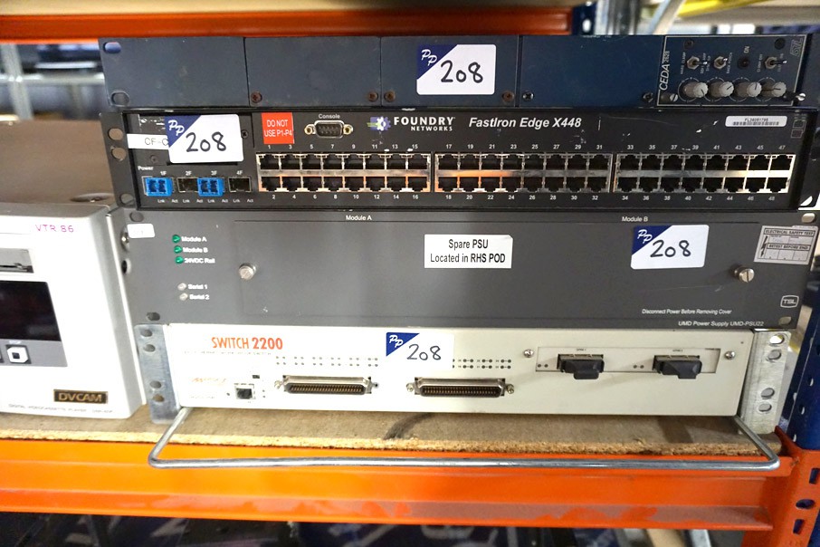 Qty various Ethernet switches, UMD-PSU22, DTL Broa...